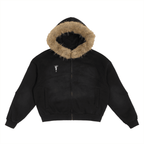Sun Fade Boxy Detachable Fur Hoodie - Inside Thoughts
