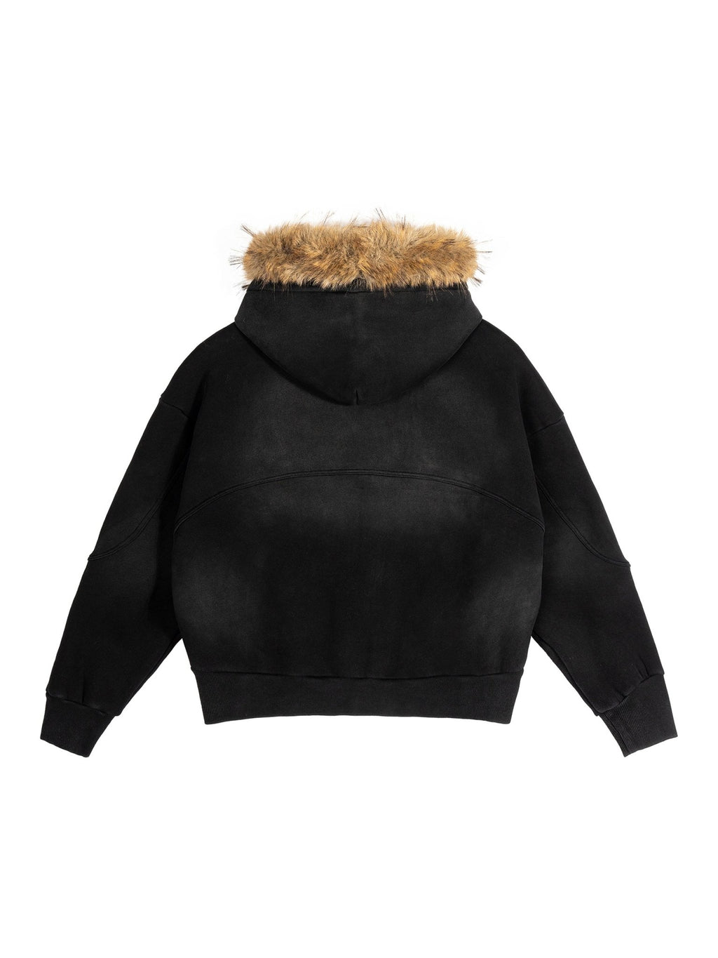 Sun Fade Boxy Detachable Fur Hoodie - Inside Thoughts