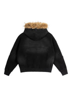 Sun Fade Boxy Detachable Fur Hoodie - Inside Thoughts