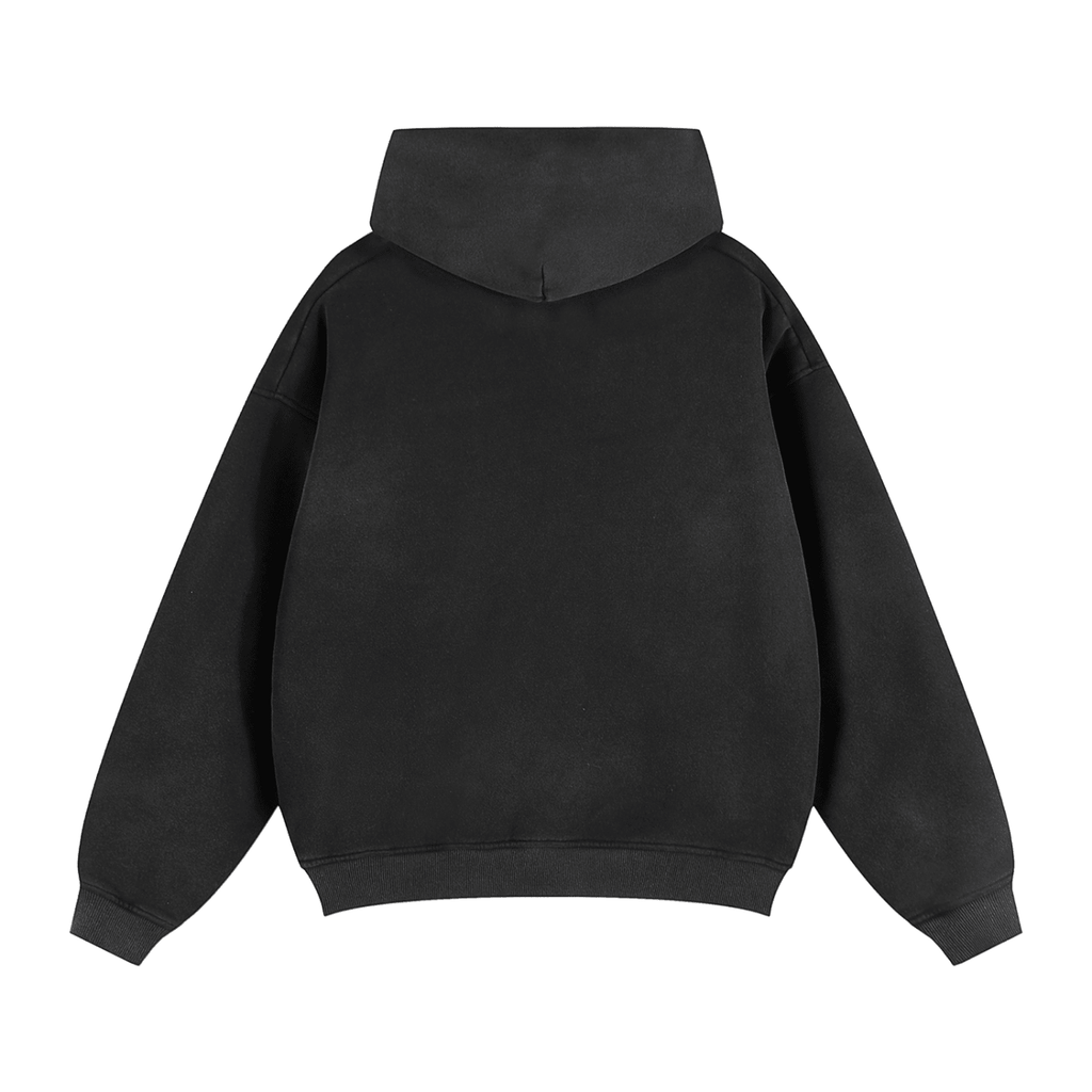 Sunfade Two - way Zipper Boxy Fleece Hoodie - Inside Thoughts