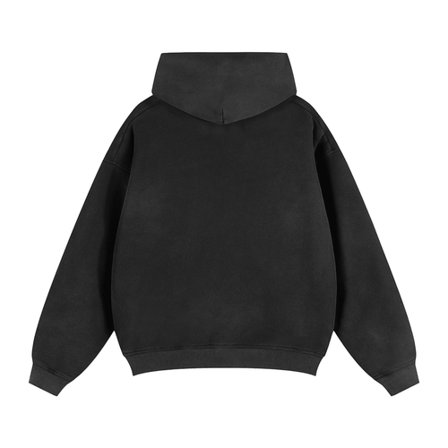 Sunfade Two - way Zipper Boxy Fleece Hoodie - Inside Thoughts