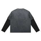 Washed Black Distressed Layer T-Shirt - Inside Thoughts