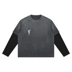 Washed Black Distressed Layer T-Shirt - Inside Thoughts