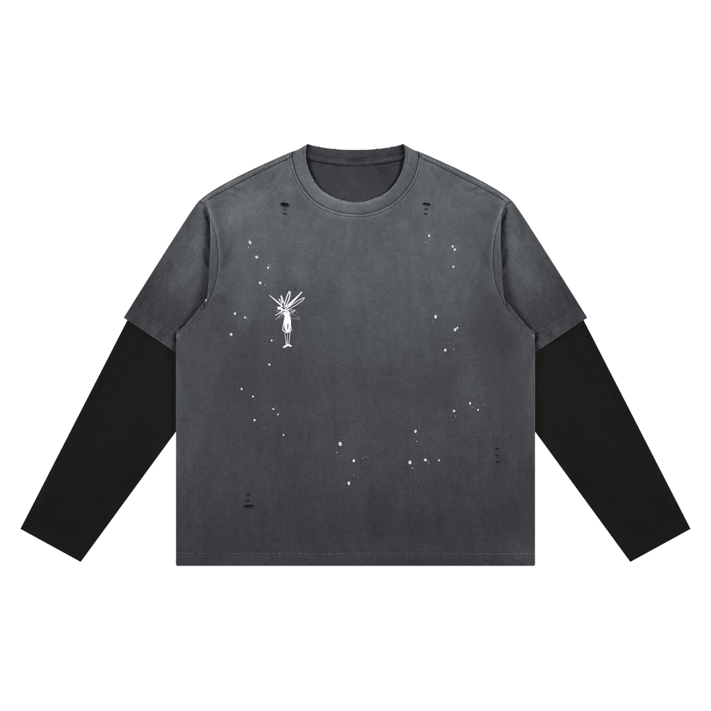 Washed Black Distressed Layer T-Shirt - Inside Thoughts