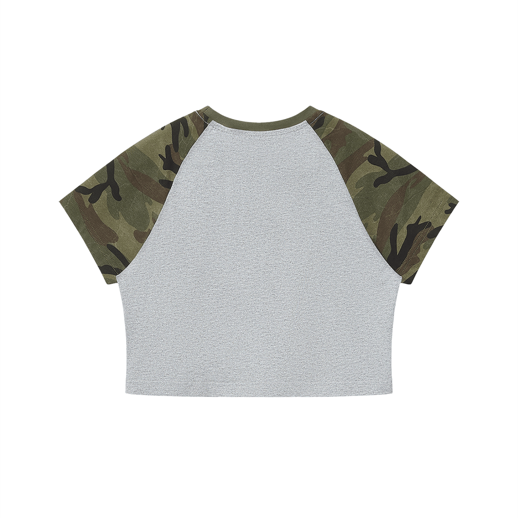 Women’s Camo Raglan Crop T-Shirt - Inside Thoughts