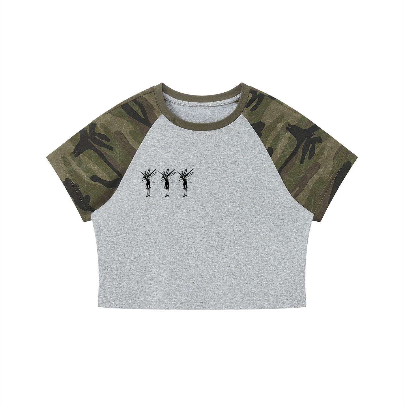 Women’s Camo Raglan Crop T-Shirt - Inside Thoughts