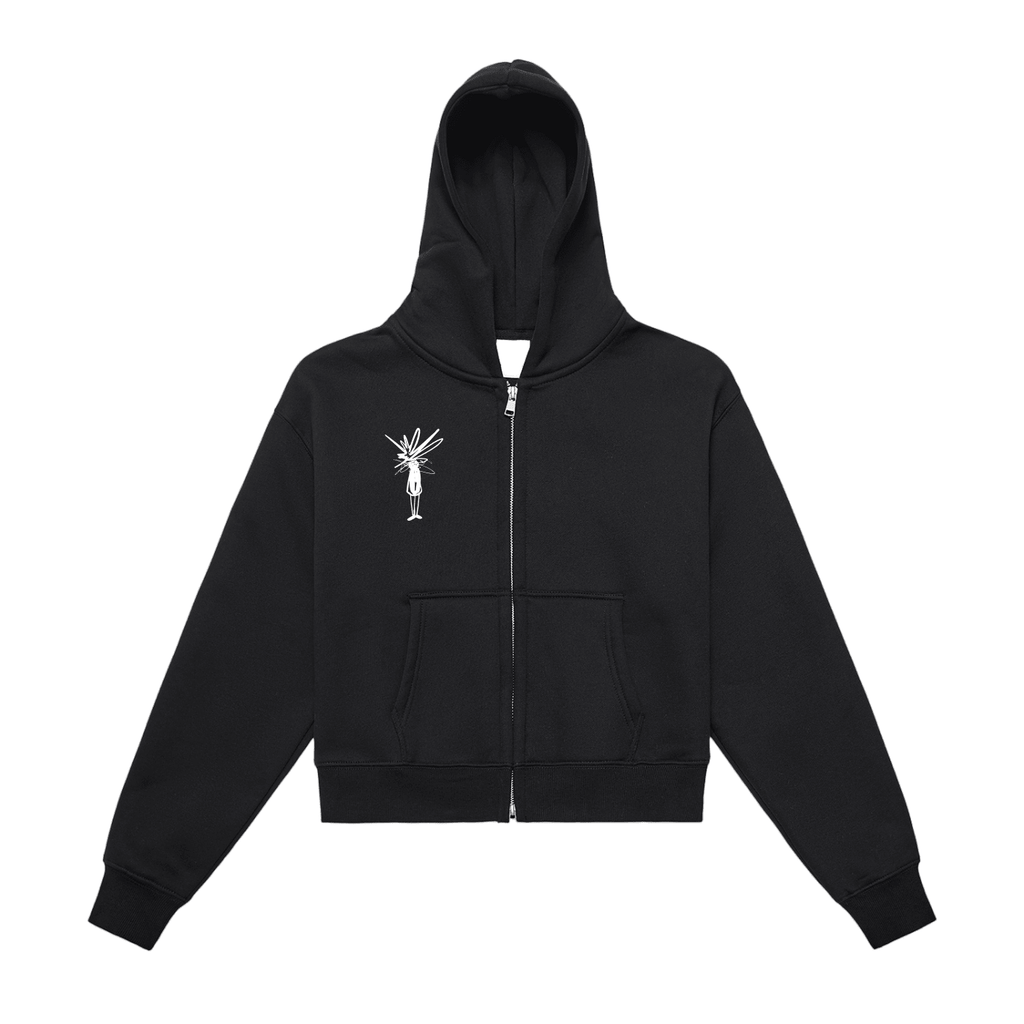 Womens Fleeced Zip-Up Cropped Hoodie - Inside Thoughts