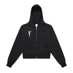 Womens Fleeced Zip-Up Cropped Hoodie - Inside Thoughts