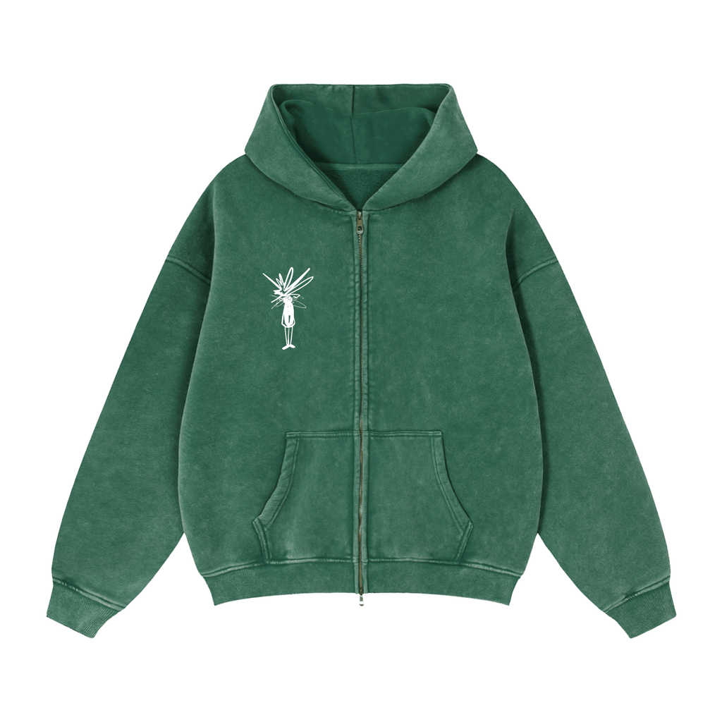 Zip-Through Boxy Fleece Hoodie - Inside Thoughts