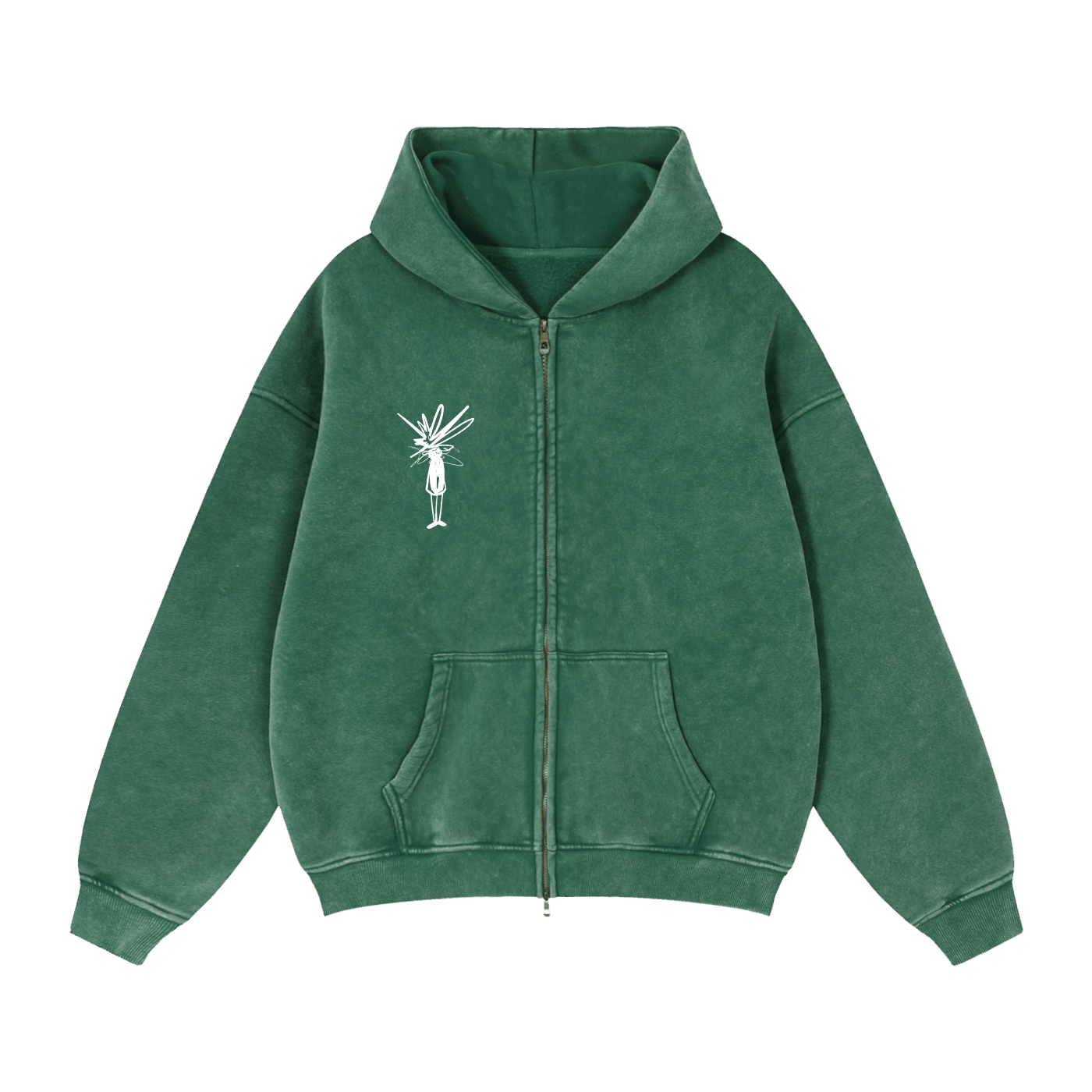Zip-Through Boxy Fleece Hoodie - Inside Thoughts
