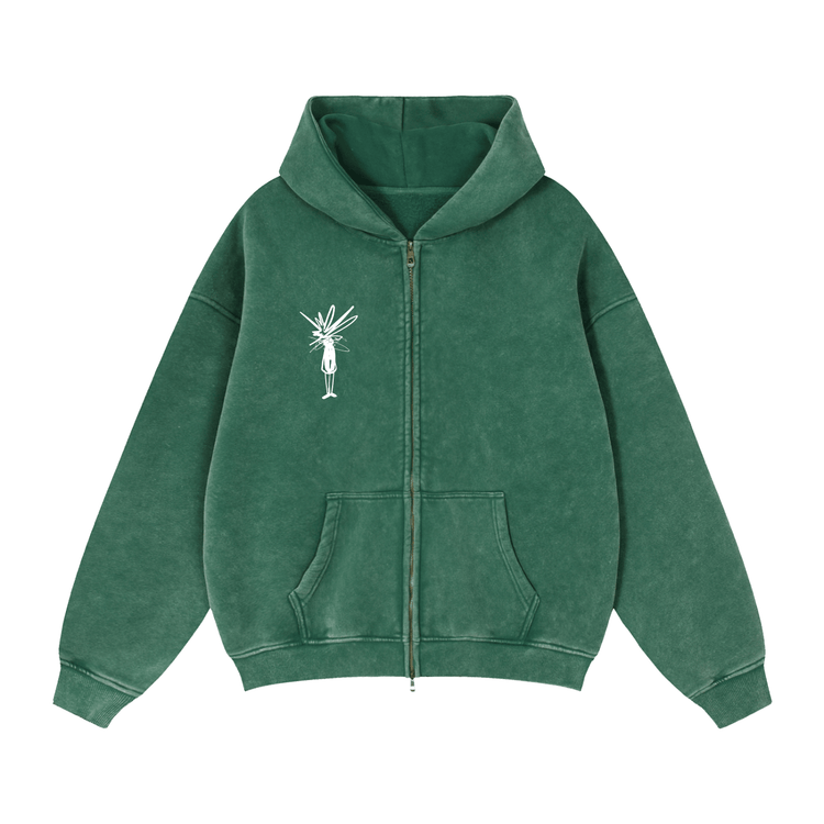 Zip-Through Boxy Fleece Hoodie - Inside Thoughts