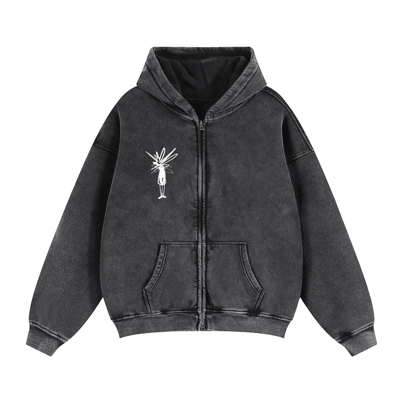 Zip - Through Boxy Fleece Hoodie - Inside Thoughts