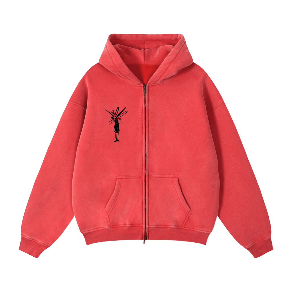 Zip-Through Boxy Fleece Hoodie - Inside Thoughts