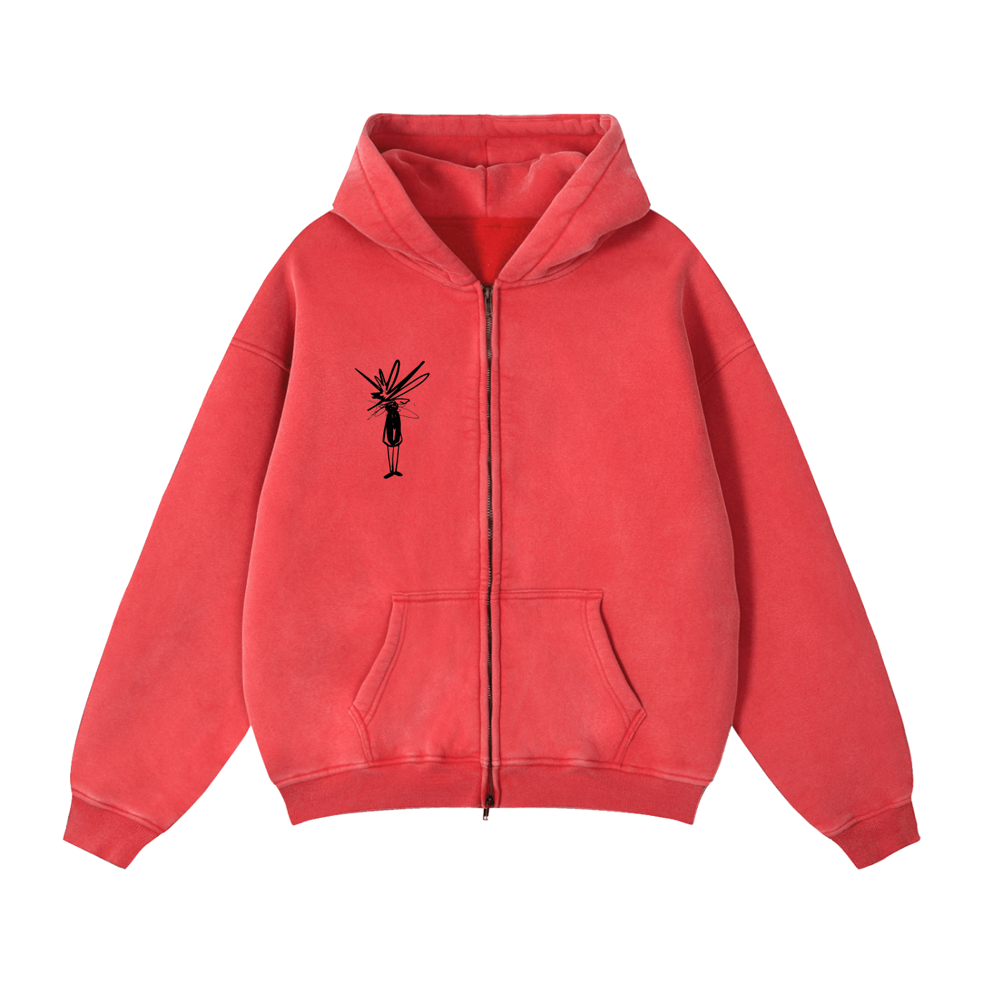 Zip-Through Boxy Fleece Hoodie - Inside Thoughts