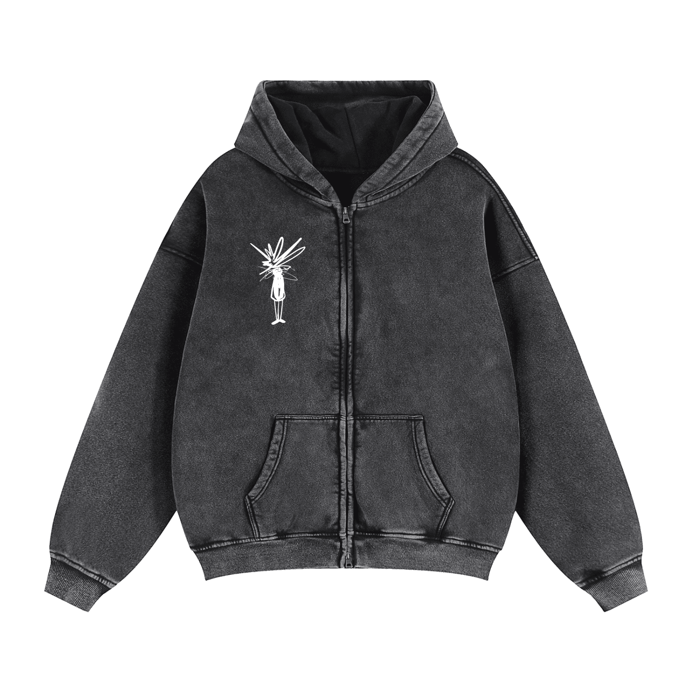 Zip - Through Boxy Fleece Hoodie - Inside Thoughts